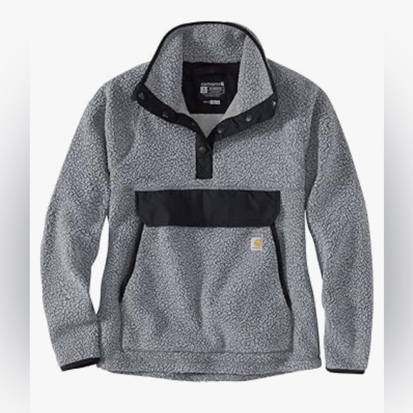 Carhartt Tops - NWT‎ Carhartt Women’s Gray Black Relaxed Fit Fleece 1/4 Button Up Pullover Sz S